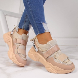 Tennarit, joissa paksu tarrakiinnitys beige Navy Dot 1