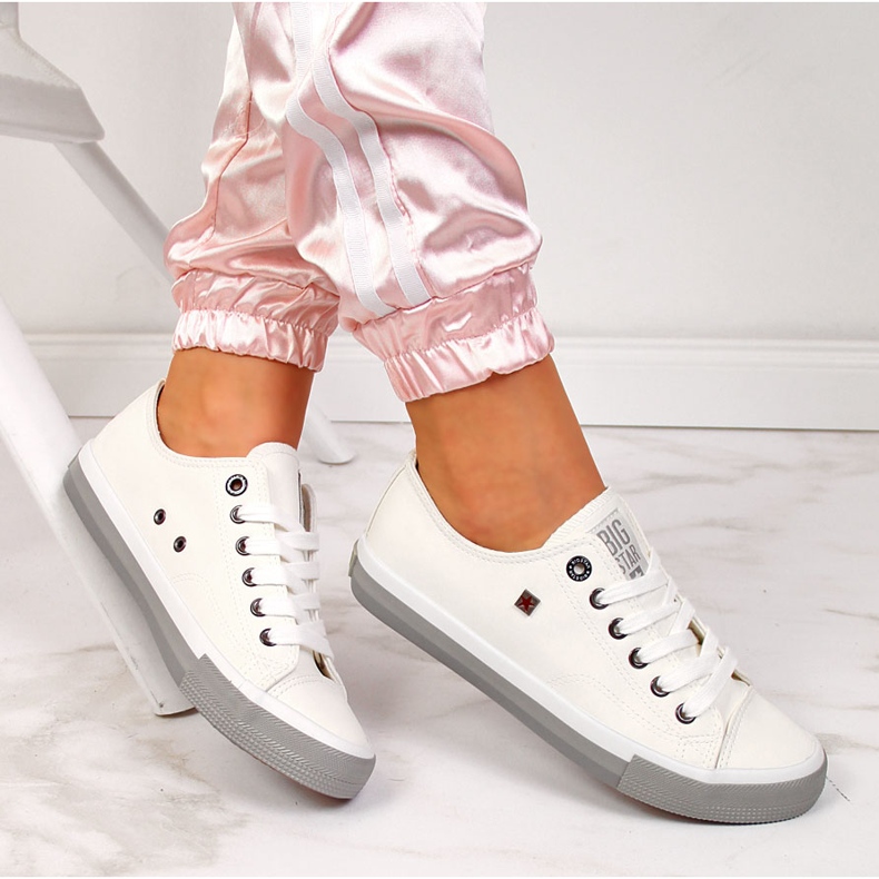 Valkoiset ekonahkaiset matalat tennarit Big Star II274230 valkoinen 1