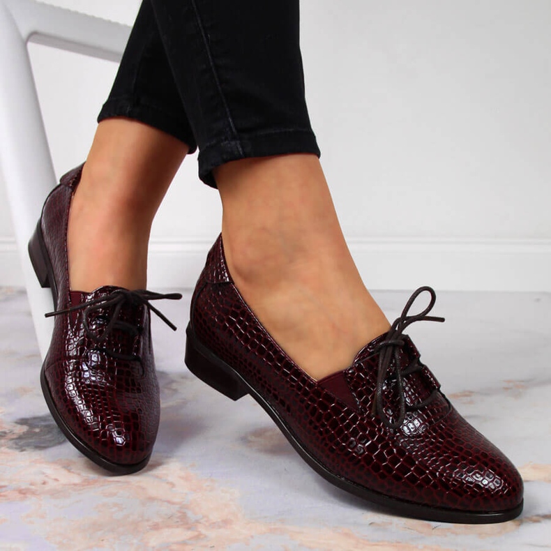 Ruskeat nauhalliset lakatut kengät Potocki 1