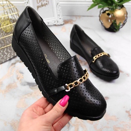 Naisten harjakattoiset kengät ketjulla, musta Jezzi 1