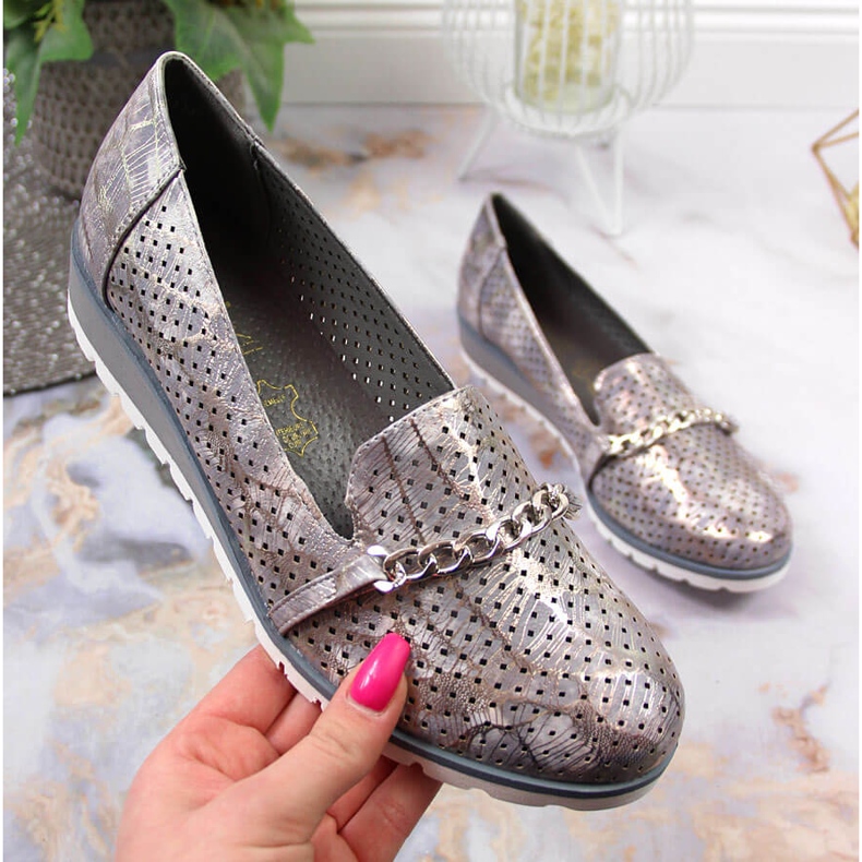 Naisten harjakattoiset kengät ketjulla Lavender Jezzi violetti monivärinen 1