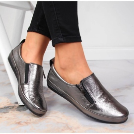 T.Sokolski Naisten nahkakengät vetoketjulla, hopea T. Sokolski 1