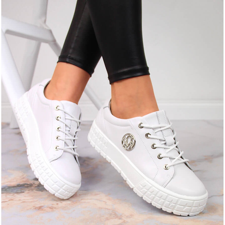 Naisten alustanahkakengät valkoiset Filippo valkoinen 1