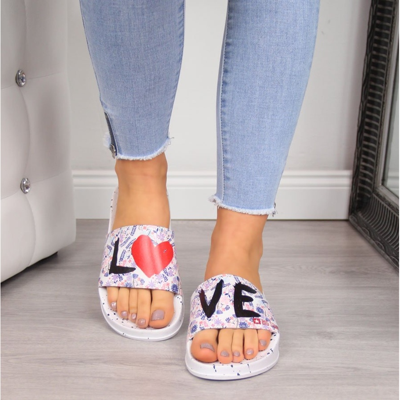 Naisten valkoiset kumiset rantatossut Big Star valkoinen 2