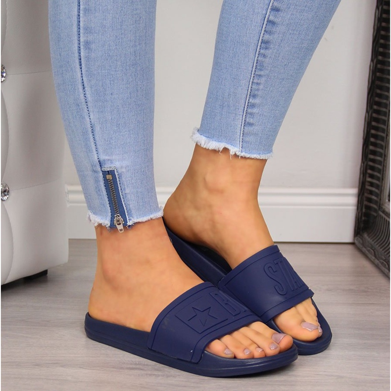 Big Star DD274A269 tummansiniset kumiset rantatossut sininen 2