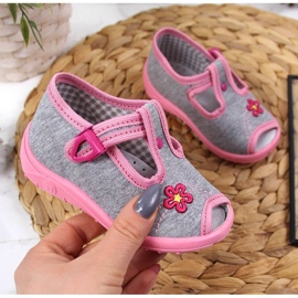 Tyttöjen tossut, sandaalit, kodinharmaa Nazo vaaleanpunainen 1