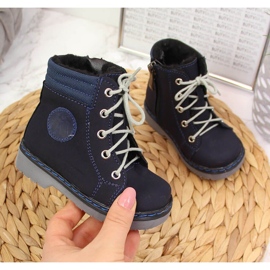 Tummansiniset lasten lämpimät saappaat Kornecki 4984 laivastonsininen 1