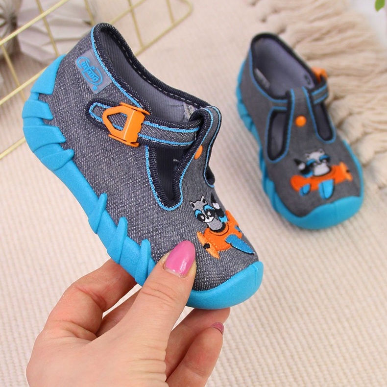 Poikien tossut päiväkotiin, harmaa ja sininen Befado 1