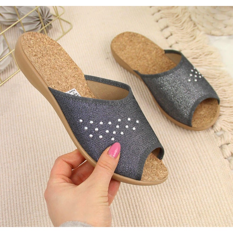 Naisten kotitossut, avoin kärki, harmaa Befado 1