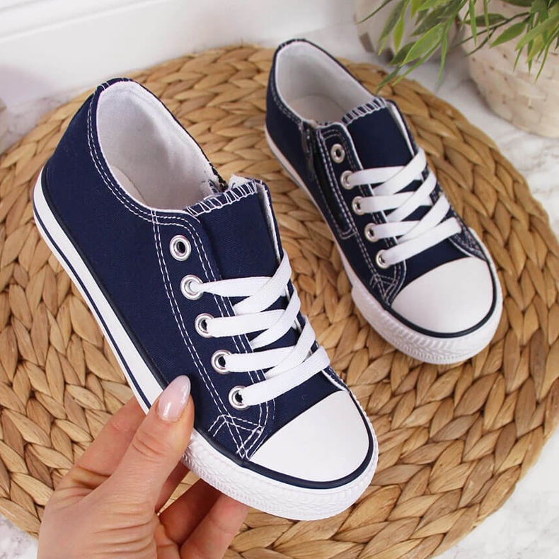 Atletico tummansiniset lasten matalat tennarit, joissa vetoketju sininen 1