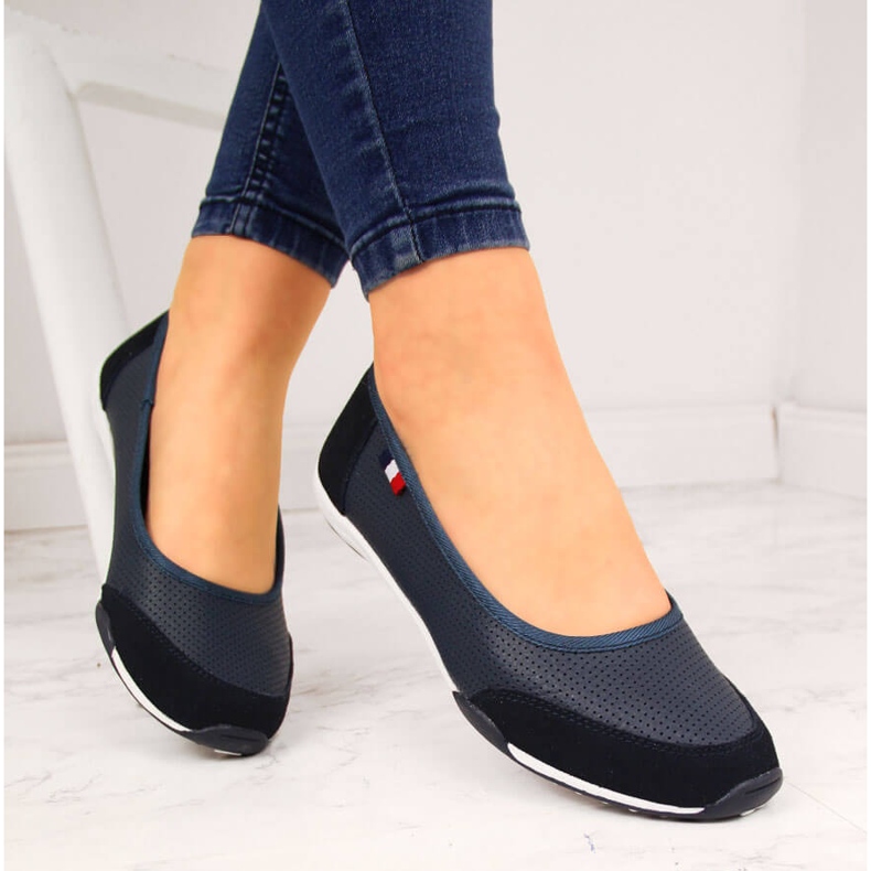 Naisten laivastonsiniset nahkabalerinat Filippo sininen 1