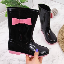 Black American Club tyttöjen kalossit rusetilla musta 1