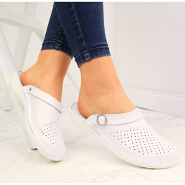 Naisten valkoiset Helios 275 -nahkaiset saniteettitossut valkoinen 1