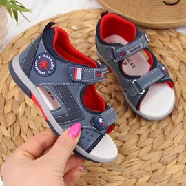 American Club laivastonsiniset velcro-sandaalit pojille sininen 1