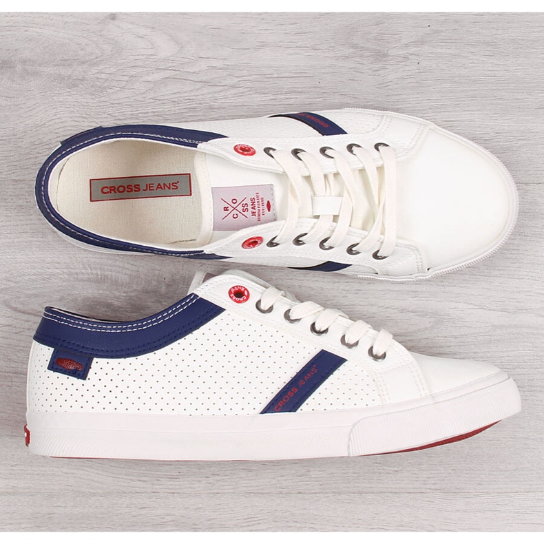 Miesten matalat ekonahkaiset valkoiset tennarit Cross Jeans II1R4005C valkoinen 1