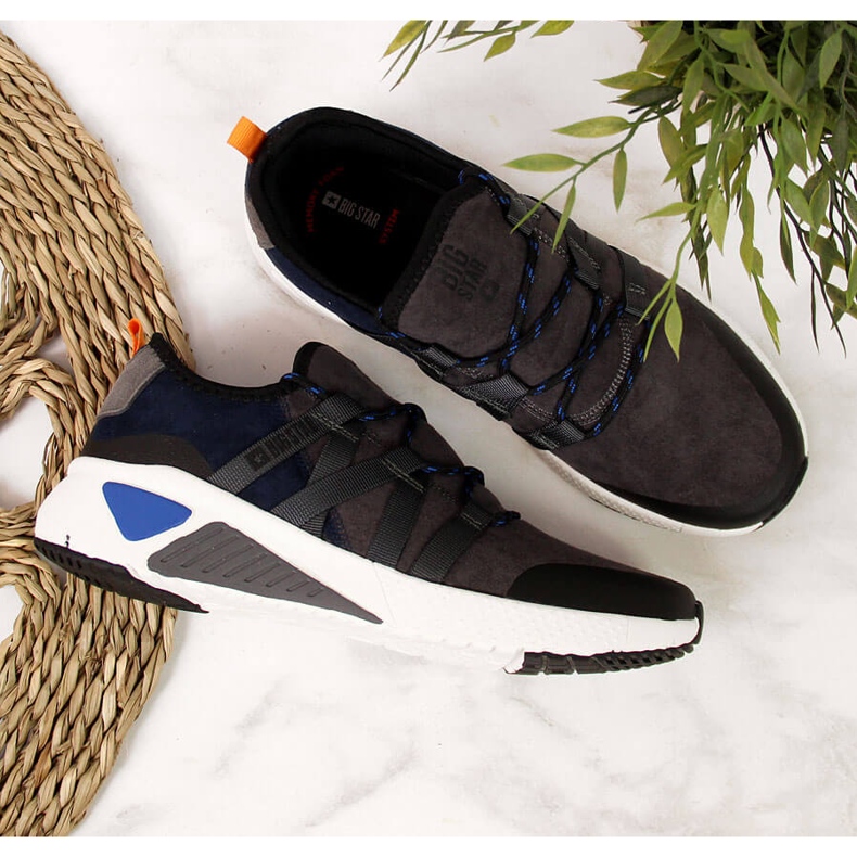 Harmaa nahkainen urheilukengät Big Star II274309 2