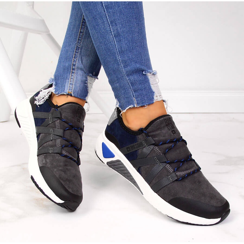 Harmaa nahkainen urheilukengät Big Star II274309 1