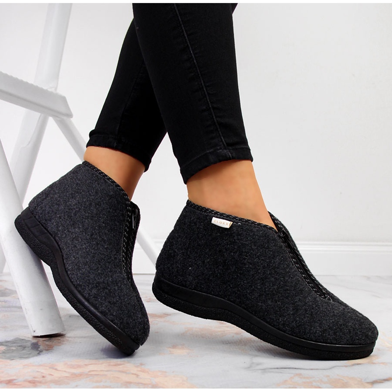 Naisten kotitossut, eristetyt vetoketjulla, harmaa Cloxx 1