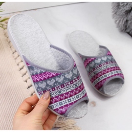 Norjalaiset naisten kotitossut, violettikuvioinen Befado harmaa 2