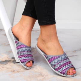 Norjalaiset naisten kotitossut, violettikuvioinen Befado harmaa 1