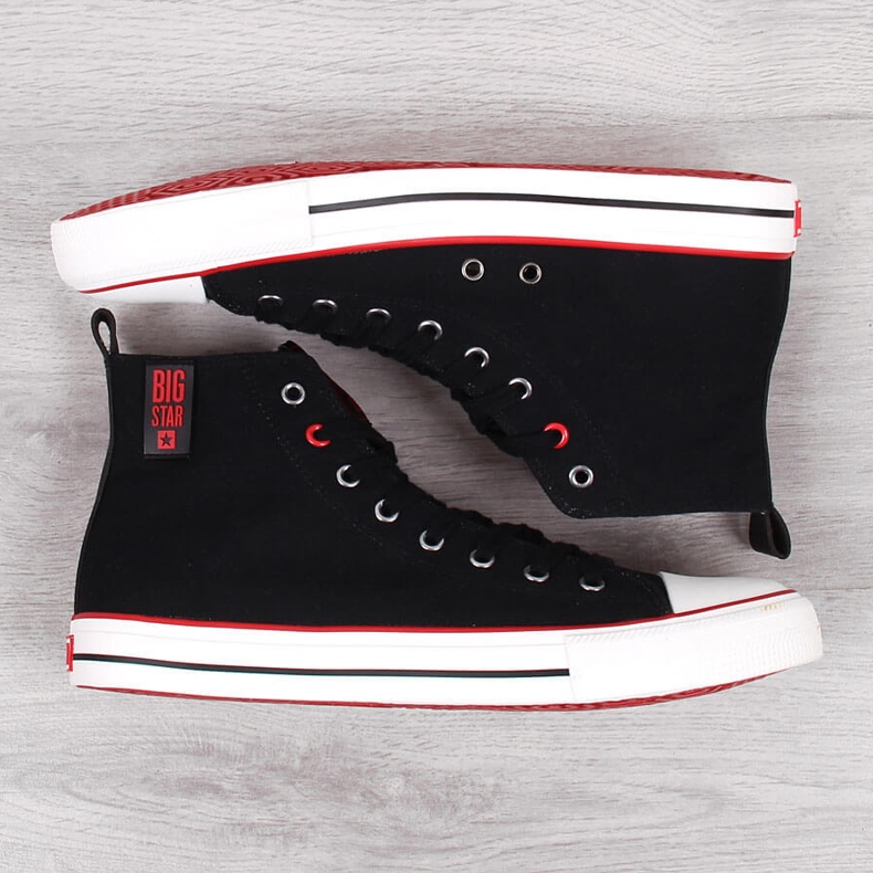 Miesten korkeavartiset mustat tekstiililenkkarit Big Star JJ174065 2