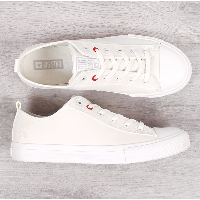 Miesten valkoiset ekonahkaiset matalat tennarit Big Star JJ174006 valkoinen 1