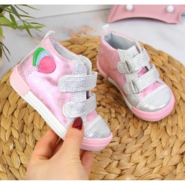 Tyttöjen kengät tarranauhalla Kornecki 6790 vaaleanpunainen 1