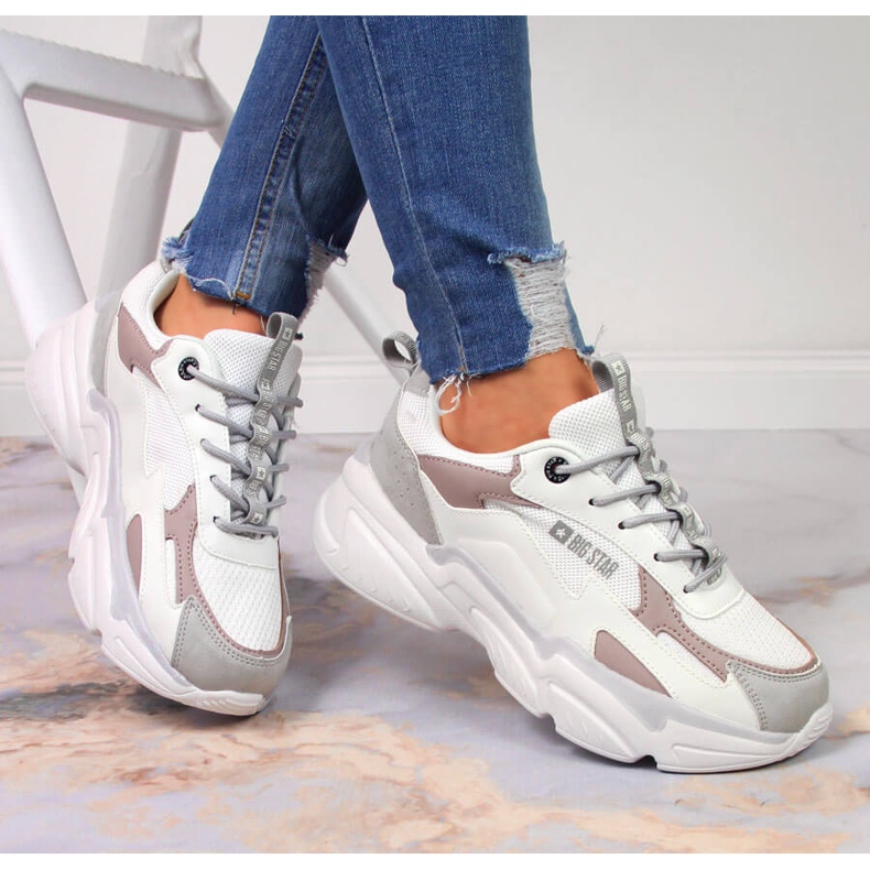 Naisten urheilukengät valkoisella alustalla Big Star HH274255 valkoinen monivärinen 1