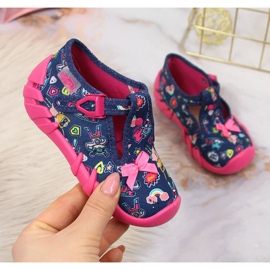 Tyttöjen tossut päiväkotiin, laivastonsininen Befado vaaleanpunainen 1