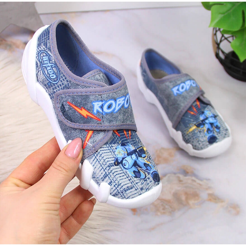 Poikien päiväkodin tossut harmaalla Befado-tarranauhalla 1