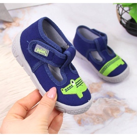 Poikien tossut tarranauhalla alligaattorin laivastonsinisellä Befado-kankaalla laivastonsininen 1