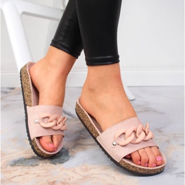 Naisten tossut puuterisen vaaleanpunaisen Potockin ketjulla vaaleanpunainen 1