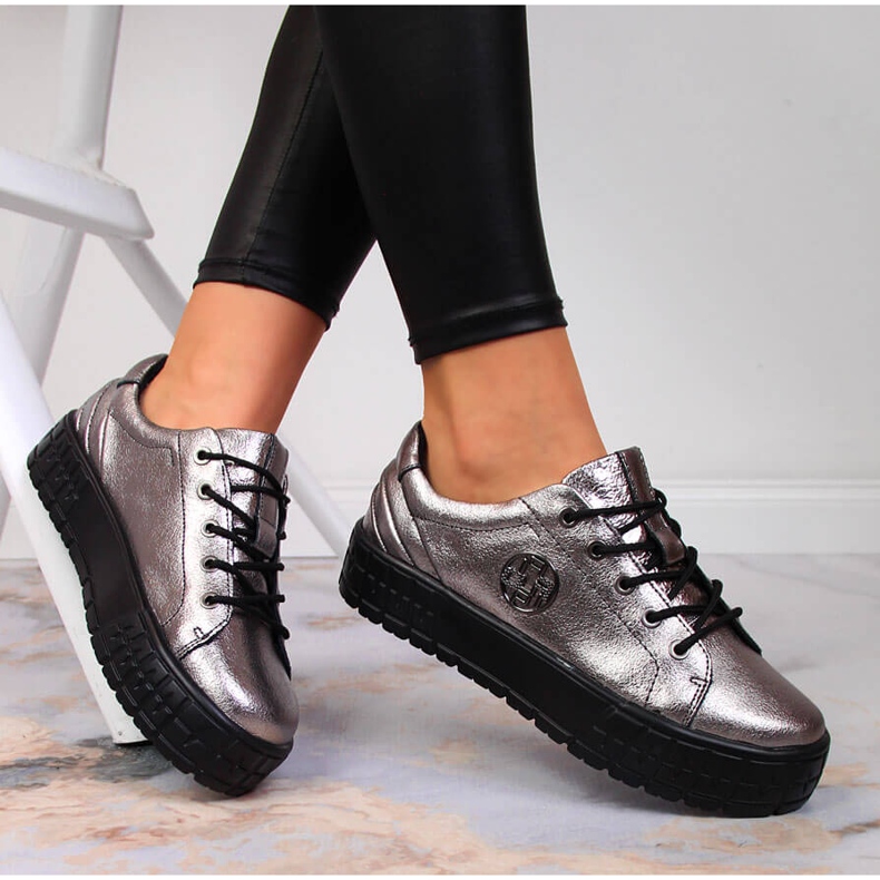 Naisten hopeiset nahkakengät Filippo hopea 1