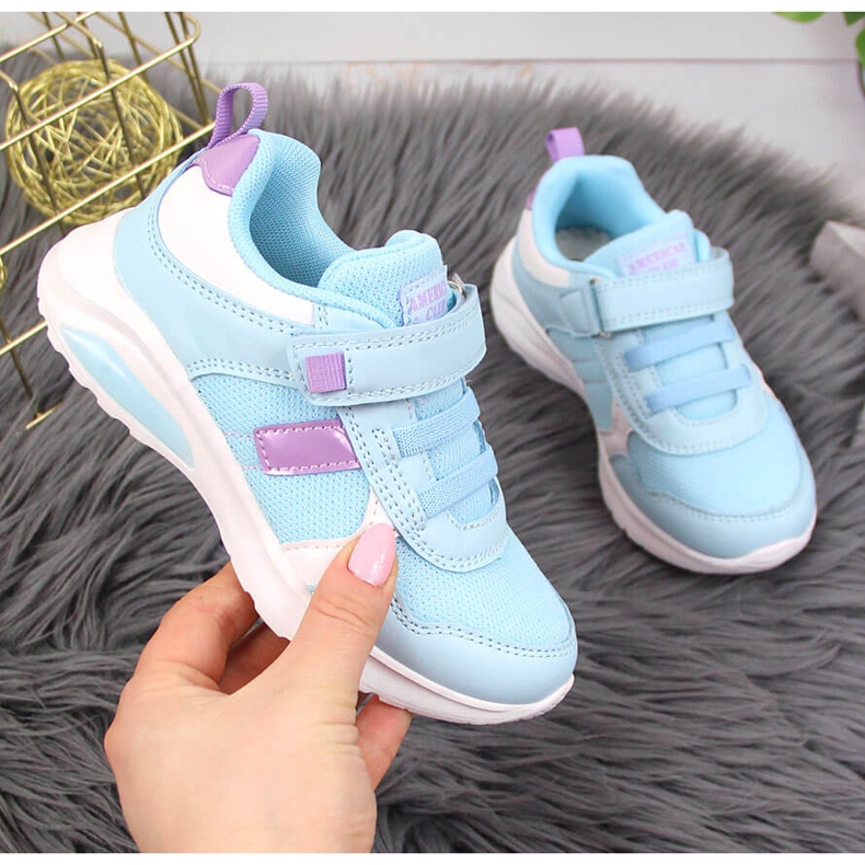 Tyttöjen urheilukengät tarranauhalla sinisellä American Clubilla sininen 1