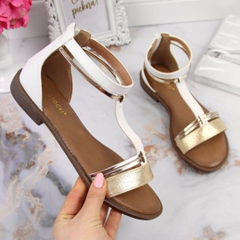 Potockin valkoiset naisten sandaalit valkoinen kultainen 1