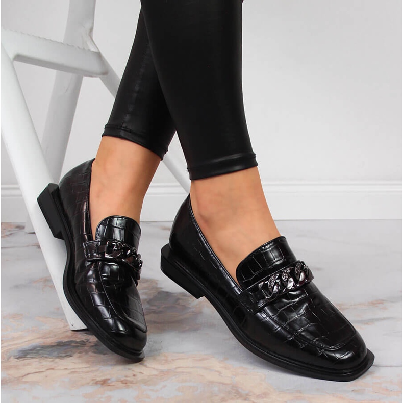 S.Barski Naisten kengät ketjulla croco musta S. Barski 1