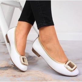 Naisten valkoiset nahkabalerinat Filippo valkoinen 2