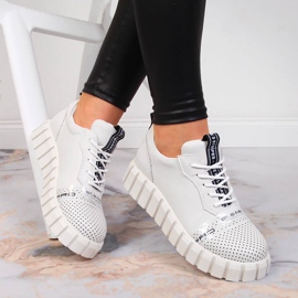 Naisten nahkakengät valkoisella Artiker-alustalla valkoinen 1