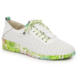 Naisten valkoiset nahkaiset harjakattoiset kengät, joissa on kiila Artiker 1