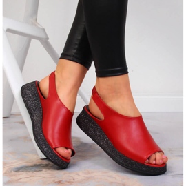 Naisten sandaalit punaisella Navy Dot -tasolla punainen 1