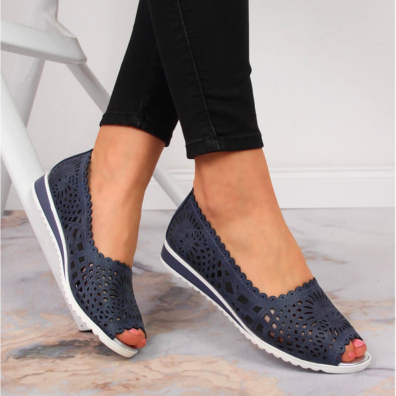 Naisten harjakattoiset kengät, avoin kärki, tummansininen Jezzi laivastonsininen 2