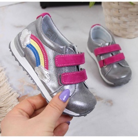 Tyttöjen kengät tarranauhalla hopea Kornecki 6775 1