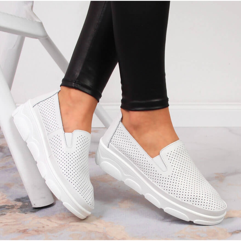 Mukavat naisten nahkakengät, valkoinen Jezzi 1