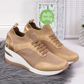 Naisten brogues kiilalla, slip on, beige Artiker 2