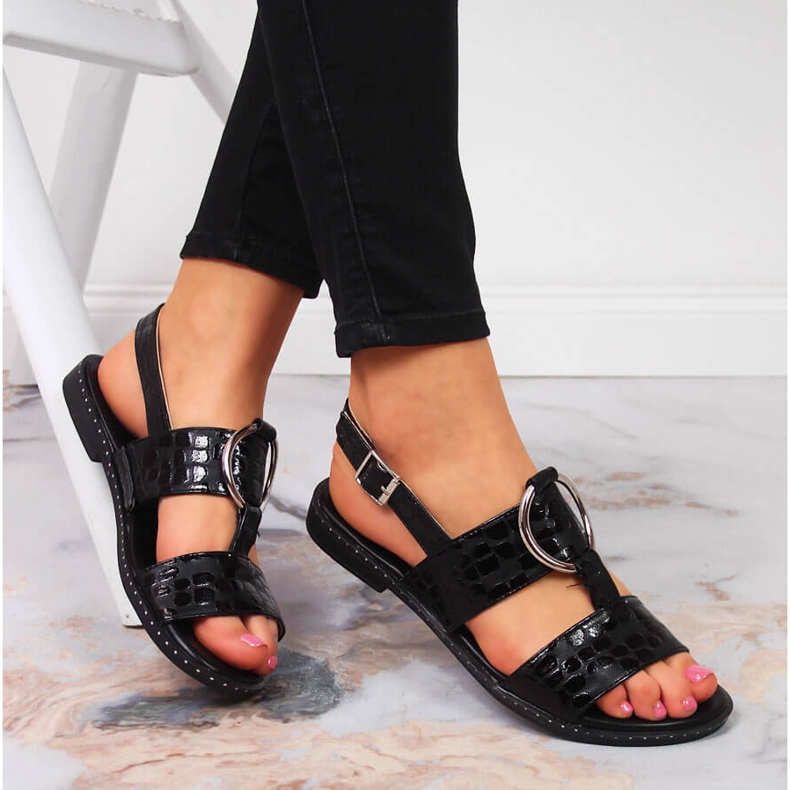 Naisten mustat Jezzi sandaalit 1