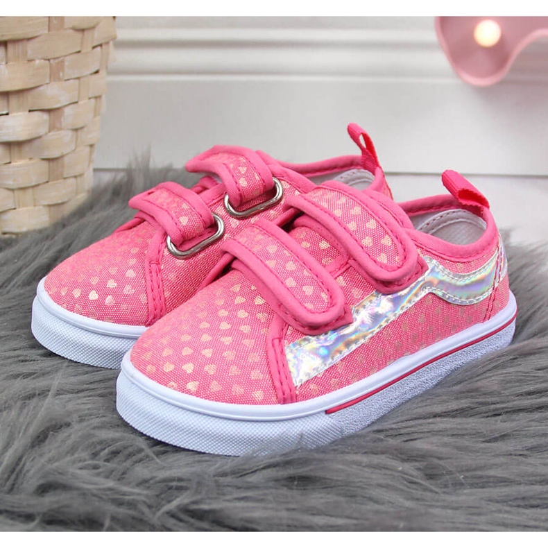 Vaaleanpunaiset Atletico tyttöjen tennarit tarranauhalla vaaleanpunainen 2