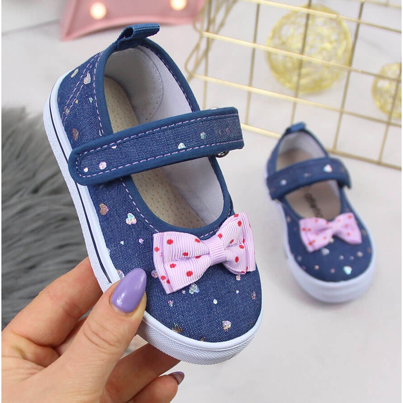 Tyttöjen balerinat tarranauhalla ja Atletico-rusetilla laivastonsininen sininen 1