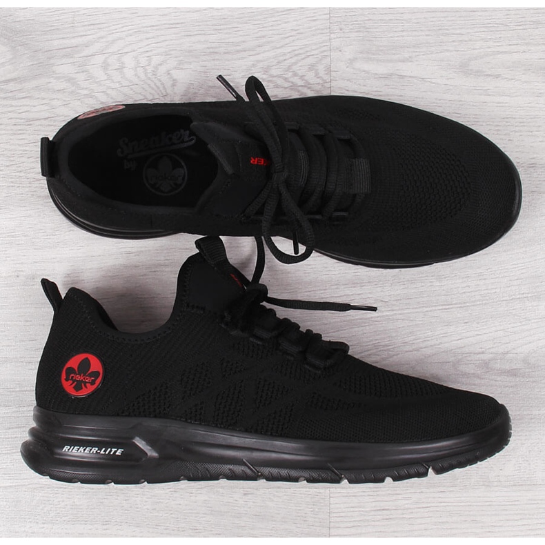 Miesten mustat mesh-urheilukengät Rieker B7376-00 1