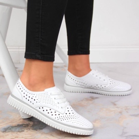 Valkoiset Artiker harjakattoiset nahkaiset naisten kengät valkoinen 2