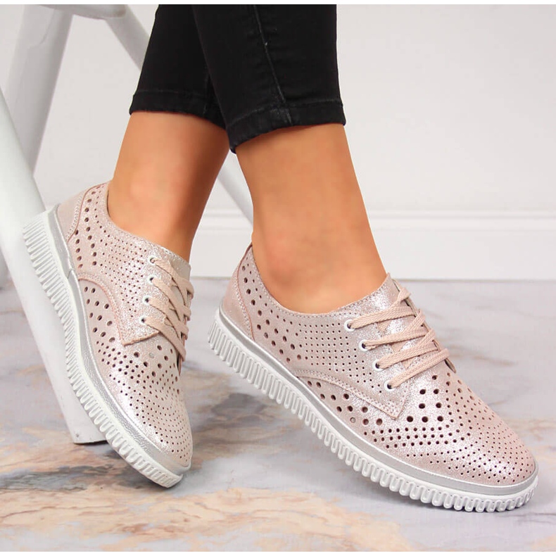 Naisten harjakattoiset nahkakengät, helmenpunainen Artiker vaaleanpunainen 1